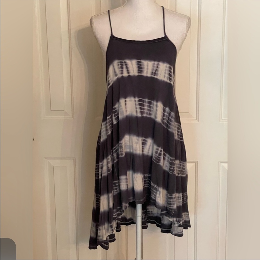 We The Free Top Beach Cover-Up Spaghetti Straps Tie Dye Navy/White Size Small